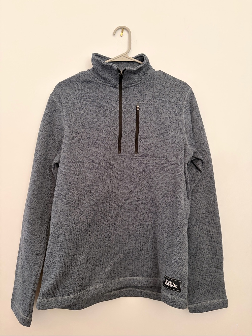 Eddie Bauer Men’s Heather Gray Quarter-Zip Fleece Pullover